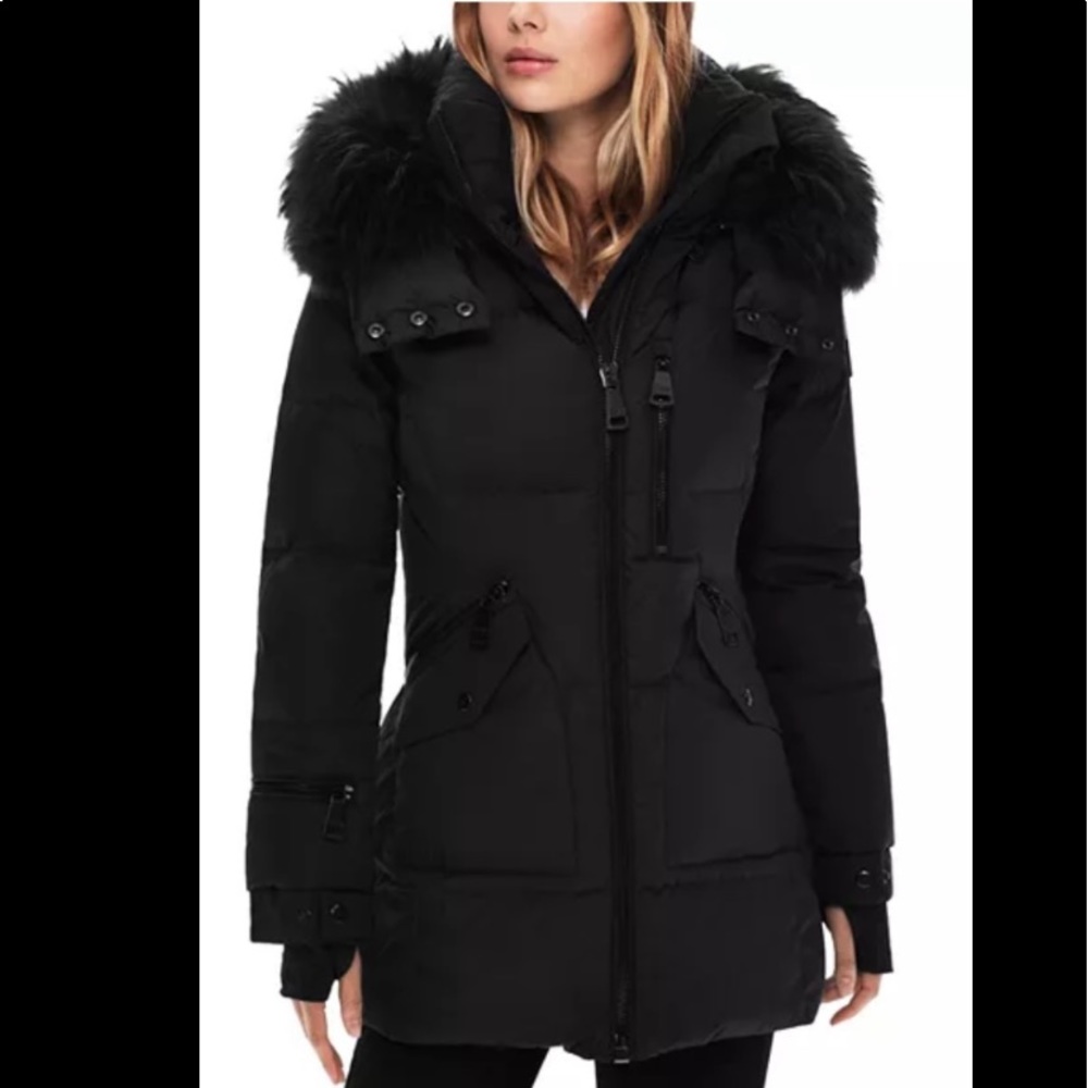 SAM.
Hooded Fur Trim Puffer Coat